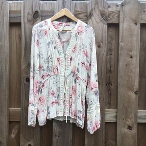 American Rag brand 100%cotton shirt with rayon trim